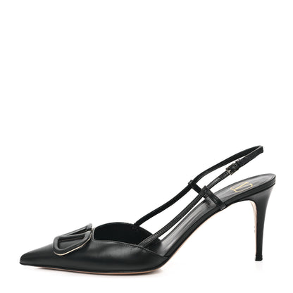 Valentino Garavani Calfskin Tonal Vlogo Slingback 80mm Pumps 38 Black 1 of 10