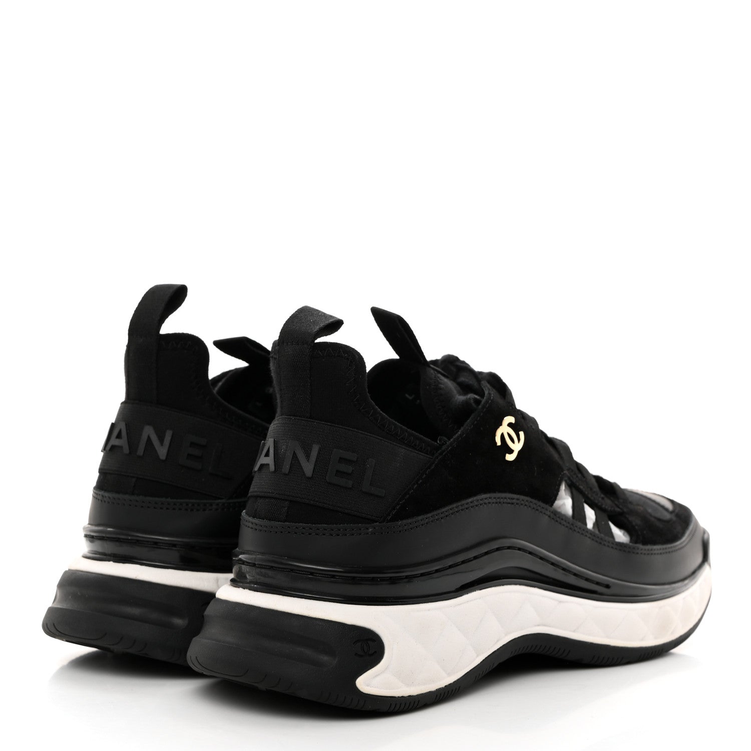 Chanel Velvet Calfskin Mixed Fibers CC Sneakers 39.5 Black 4 of 9