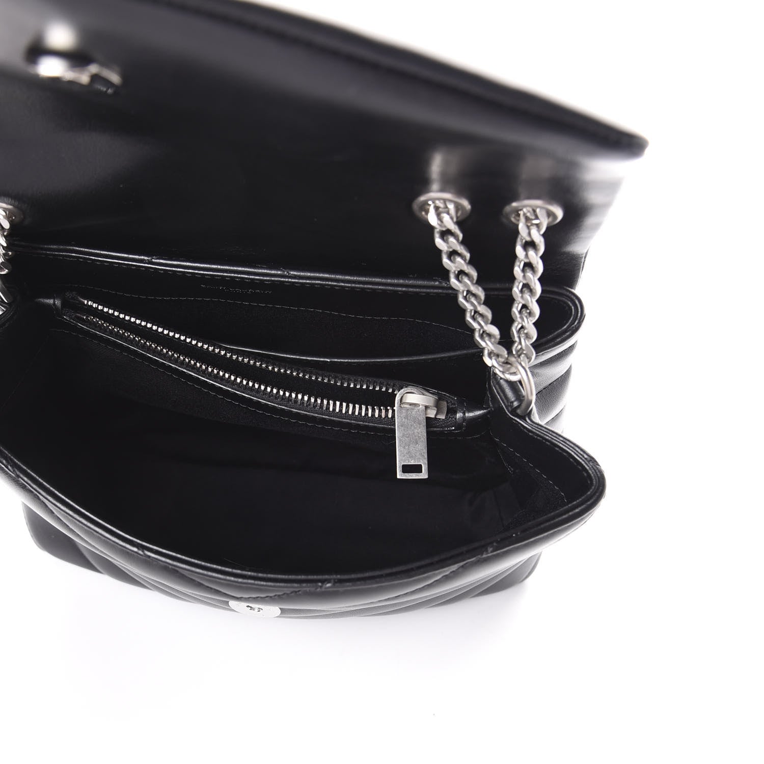 Saint Laurent Calfskin Y Quilted Monogram Small Loulou Chain Satchel Black 5 of 8