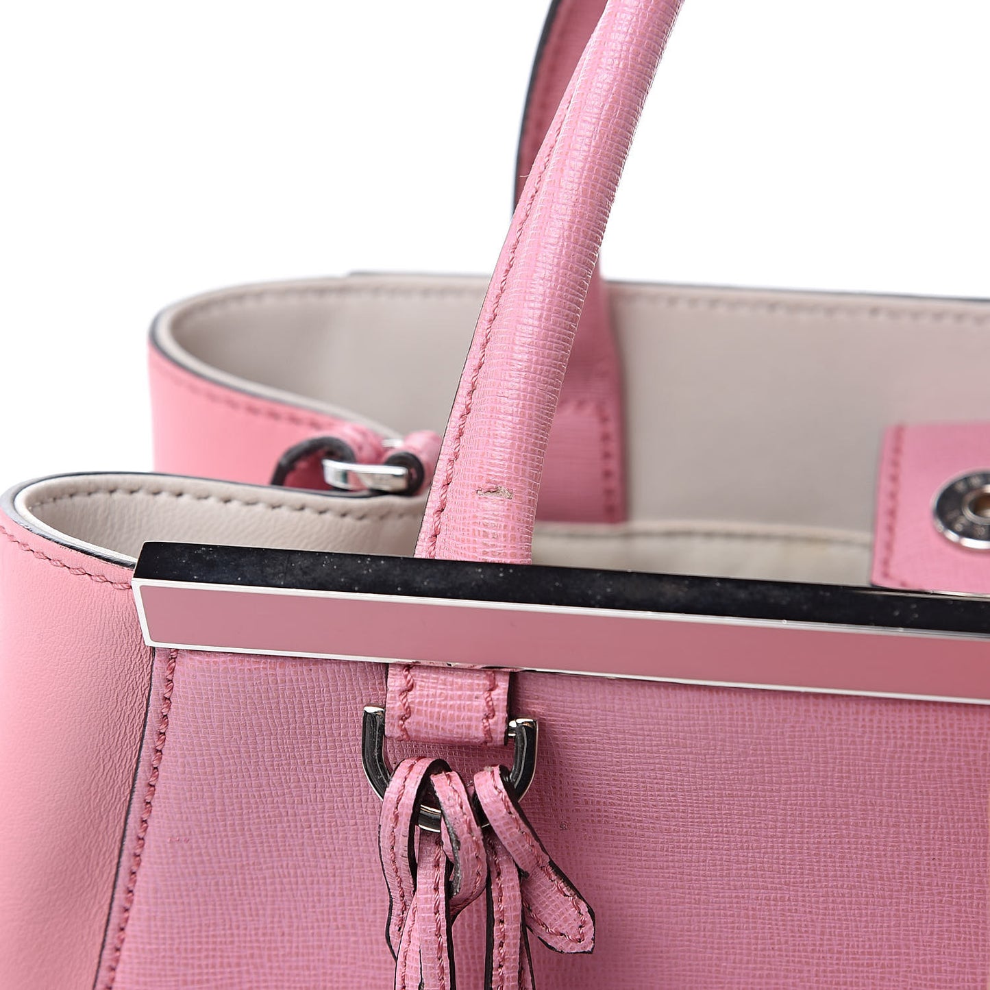 Vitello Elite Flamingo Mink Monster Charm Petite 2Jours Tote Pink Multicolor