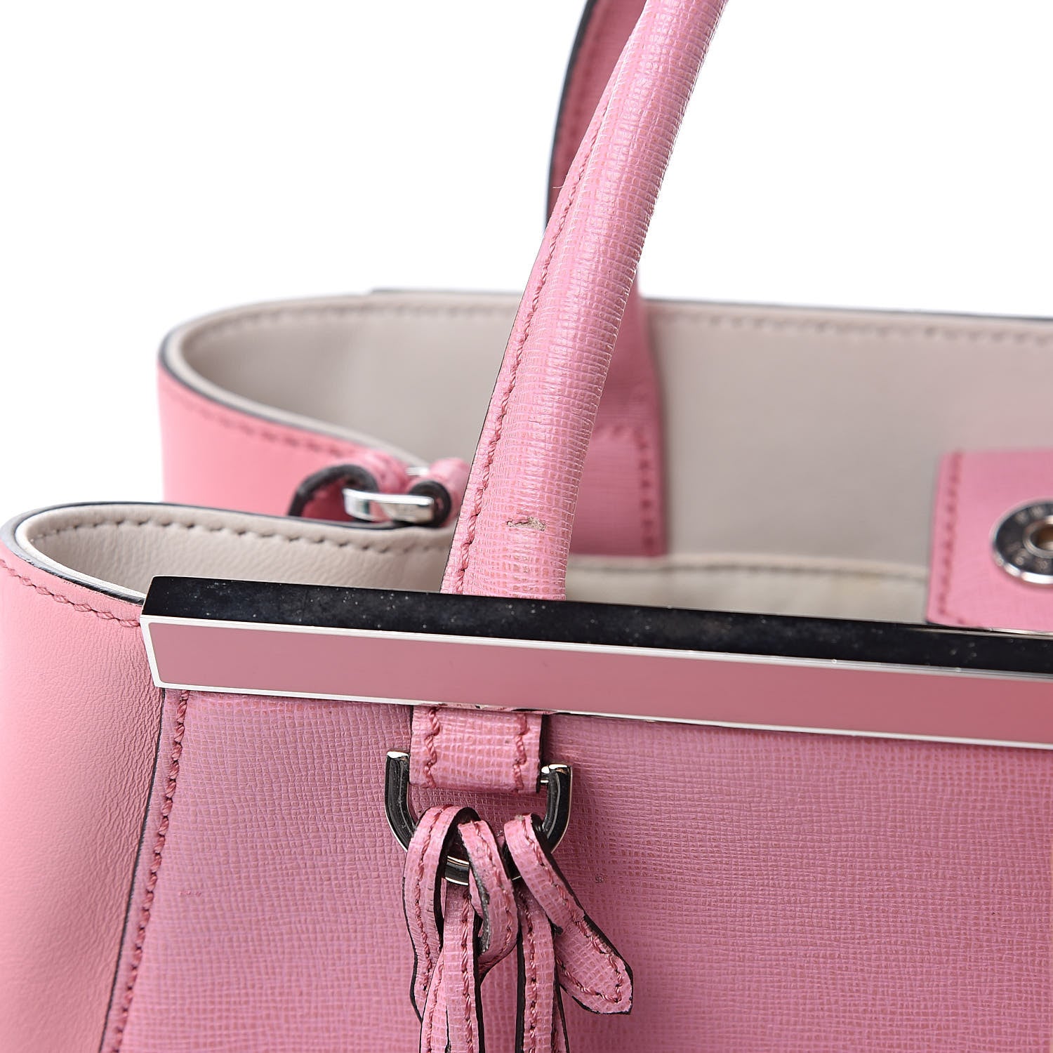 Fendi Vitello Elite Flamingo Mink Monster Charm Petite 2Jours Tote Pink Multicolor 13 of 19