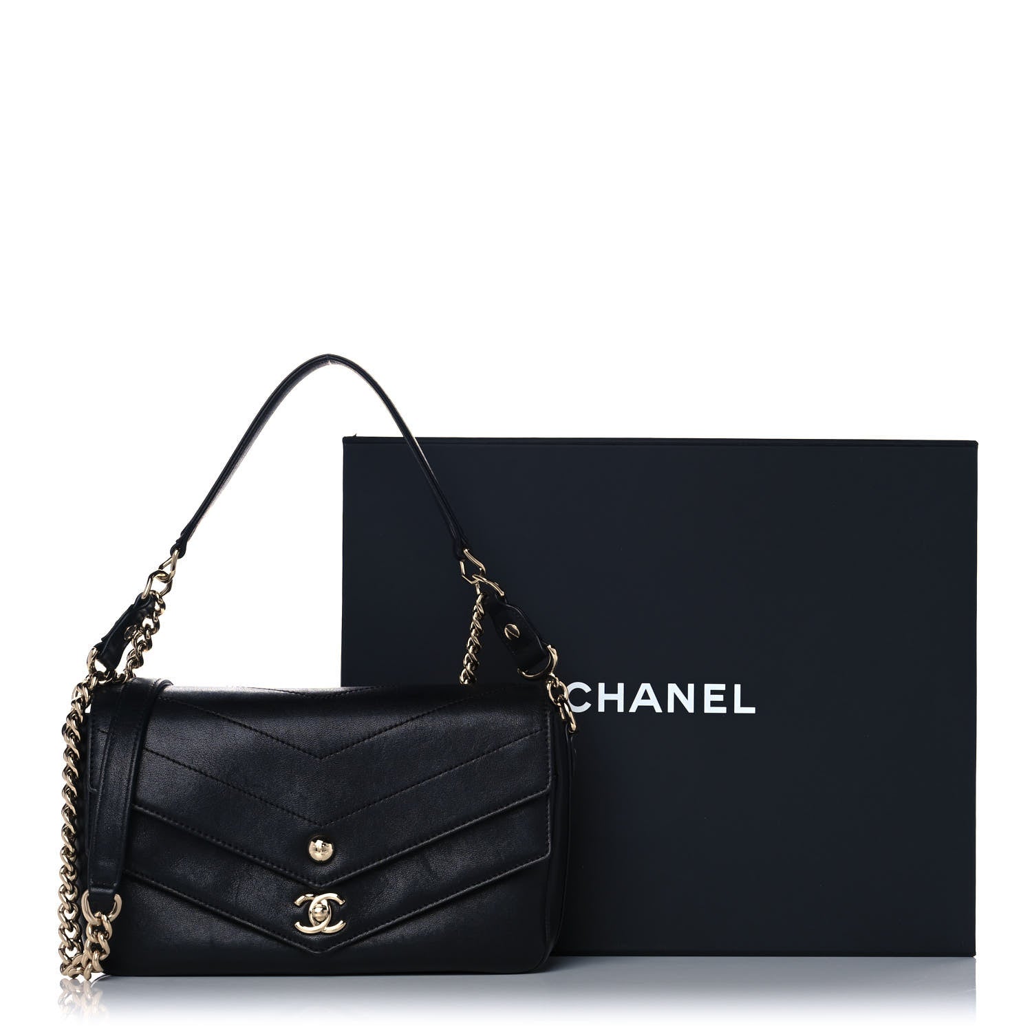 Chanel Sheepskin Chevron Quilted Mini Double Chevron Flap Black 13 of 13