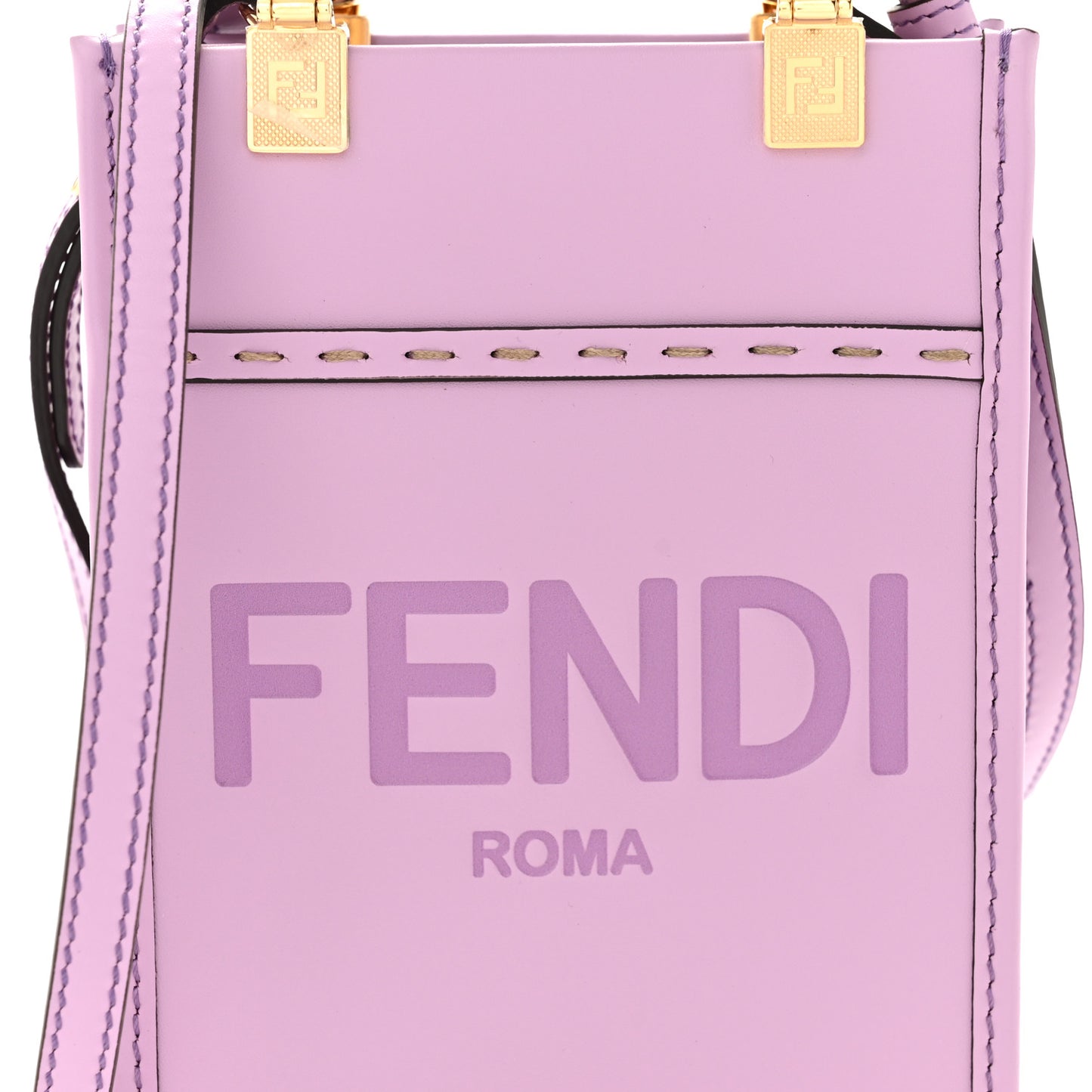 Vitello King Plexiglass Logo Embossed Mini Fendi Sunshine Shopper Tote Lavanda