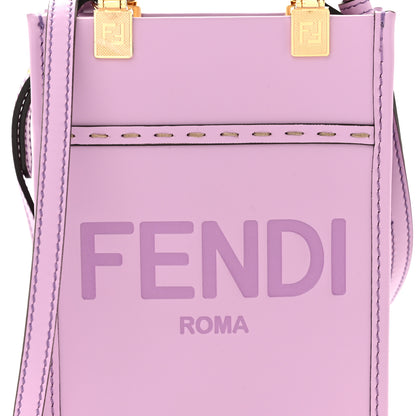 Fendi Vitello King Plexiglass Logo Embossed Mini Fendi Sunshine Shopper Tote Lavanda 7 of 9