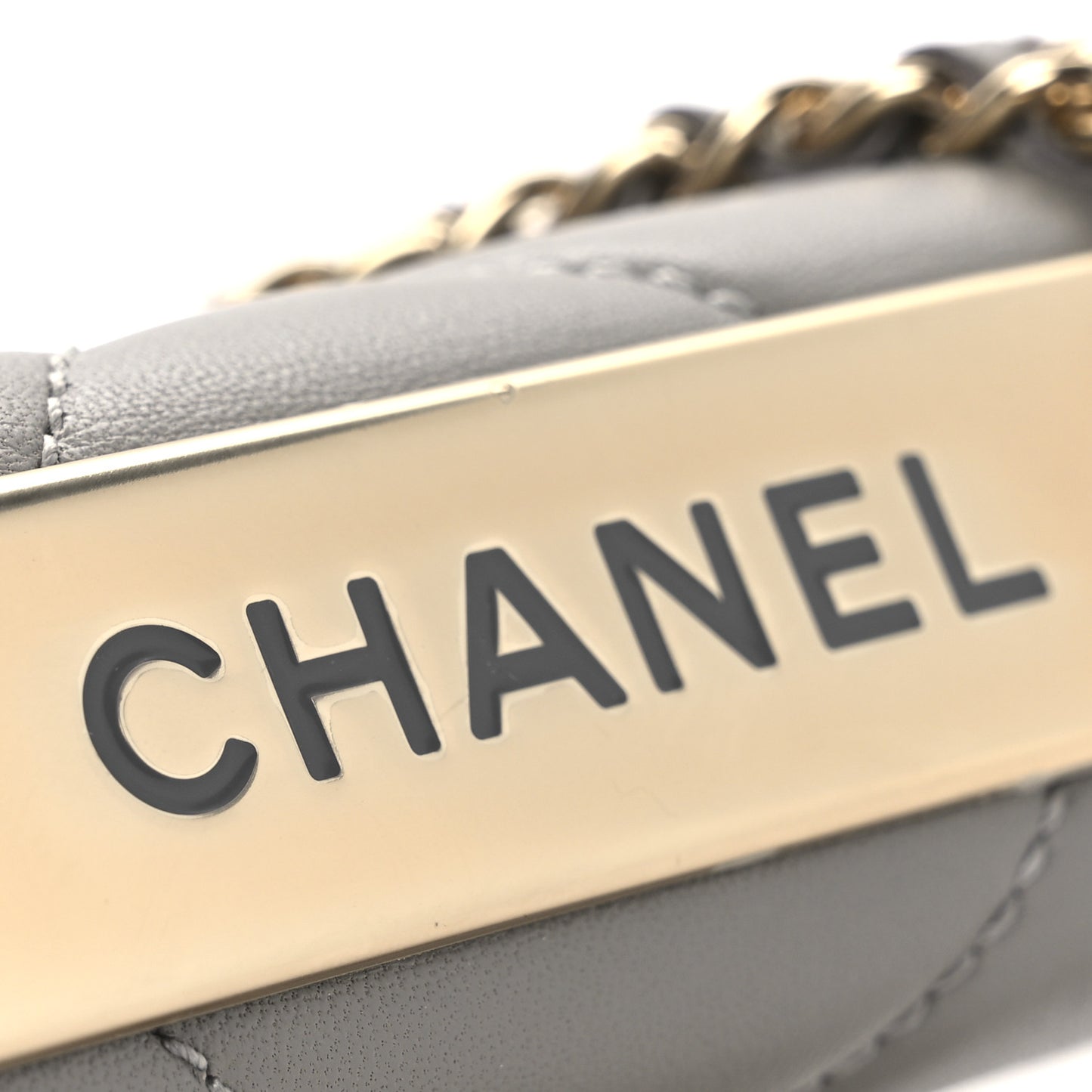 Lambskin Quilted Trendy CC Wallet On Chain WOC Grey