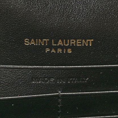 Saint Laurent Calfskin Crocodile Embossed Kate Monogram Tassel Chain Wallet Black 6 of 8