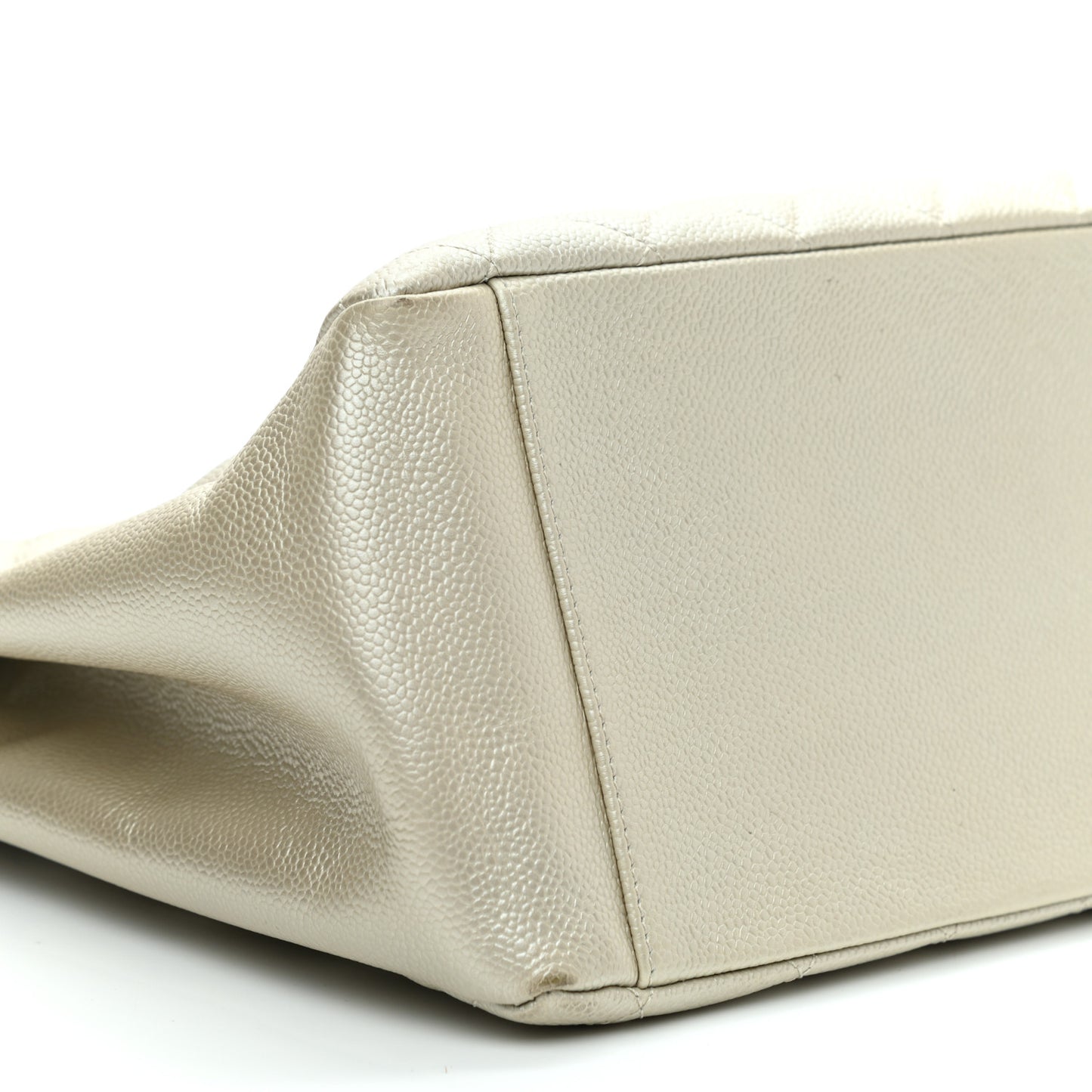 Metallic Caviar Quilted Grand Shopping Tote GST Light Gold
