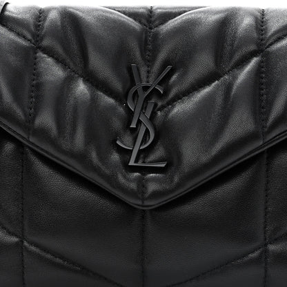 Saint Laurent Calfskin Quilted Toy Loulou Puffer Monogram Monochrome Chain Satchel Black 9 of 12