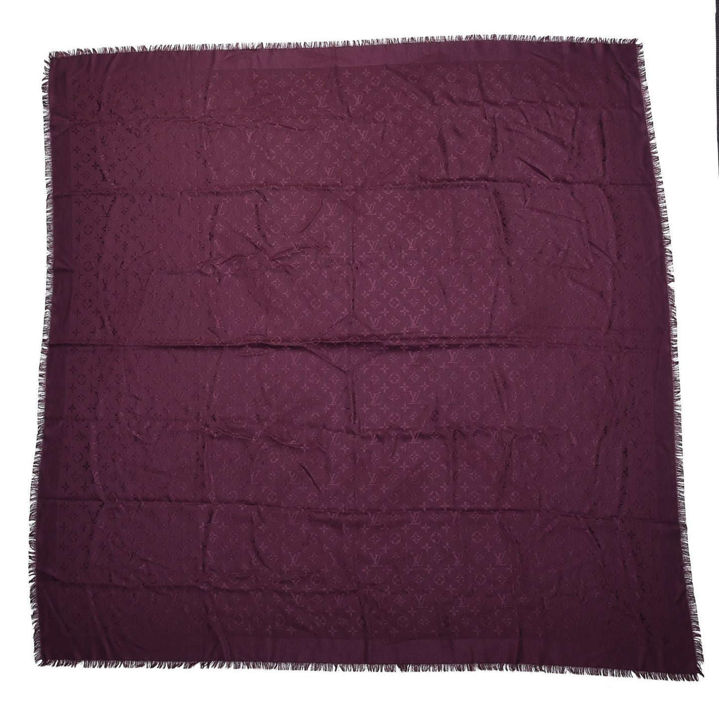 Wool Silk Monogram Shawl Amarante