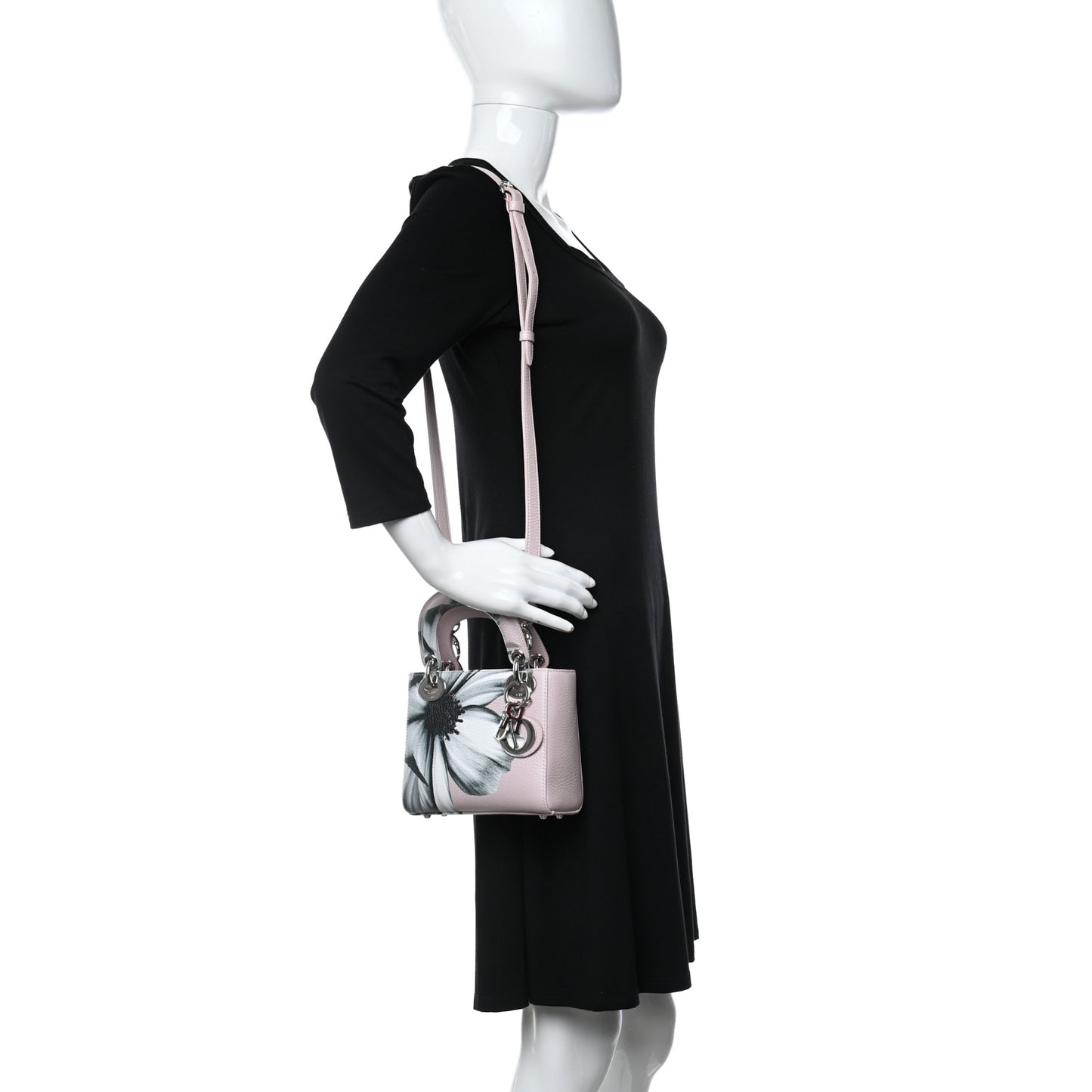 Deerskin Floral Printed Mini Lady Dior Pink