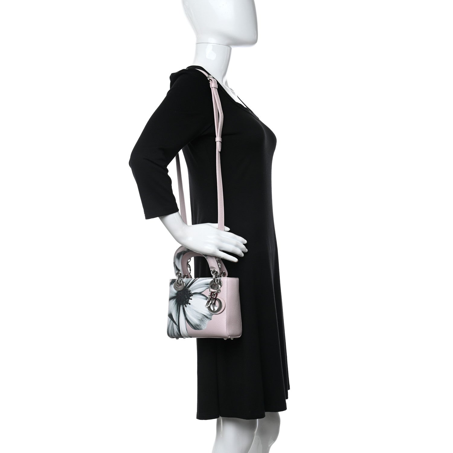 Christian Dior Deerskin Floral Printed Mini Lady Dior Pink 2 of 9