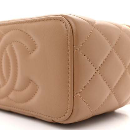 Chanel Lambskin Quilted Pearl Crush Small Vanity Case With Chain Beige 10 of 11