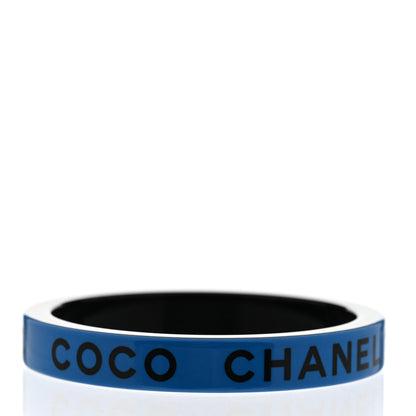 Chanel Resin Logo Bangle Bracelet Blue Black 3 of 5