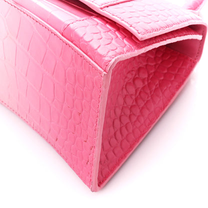 Balenciaga Calfskin Crocodile Embossed Degrade Small Hourglass Top Handle Bag Sweet Pink 10 of 15