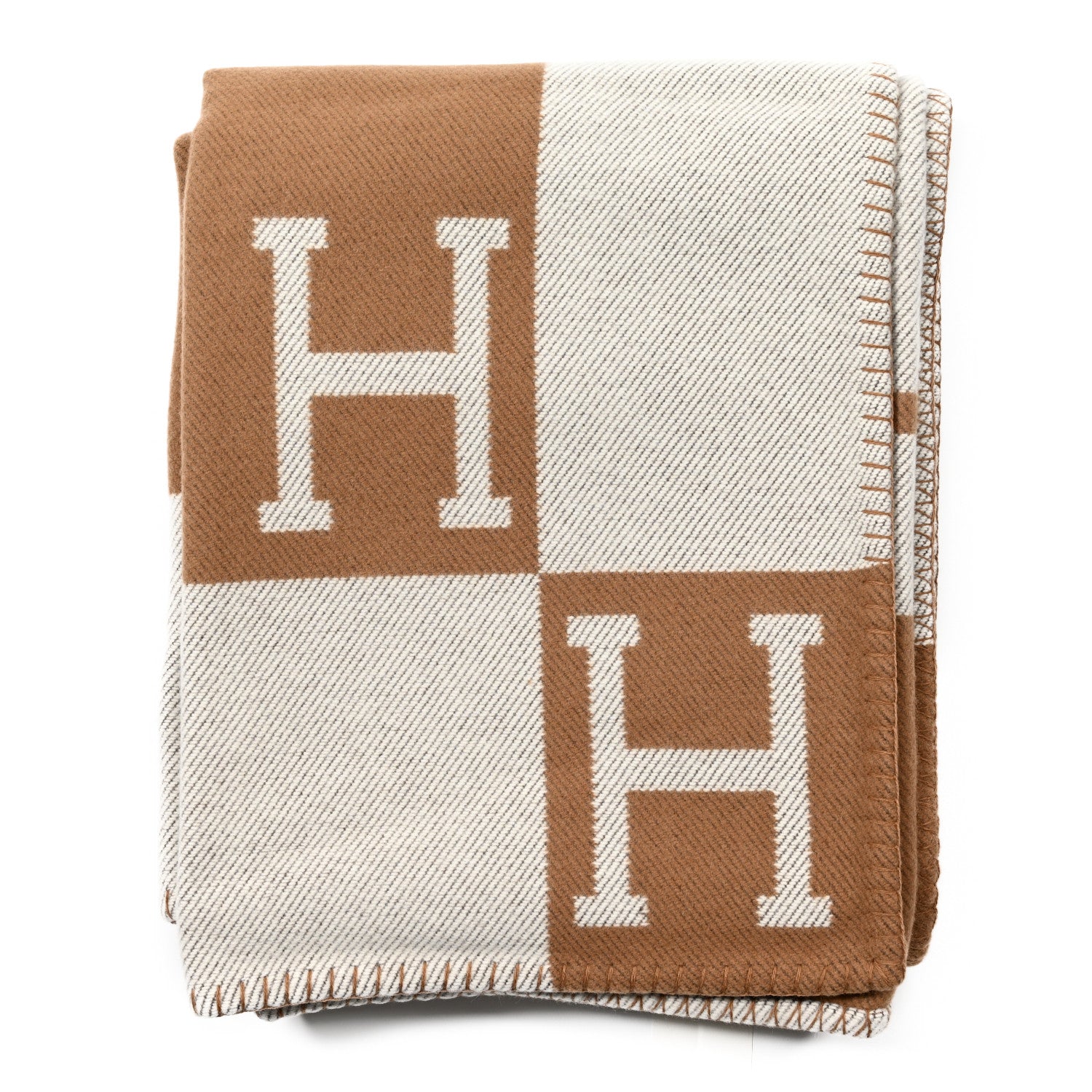 Hermes Wool Cashmere Avalon Blanket Ecru Camel 1 of 3