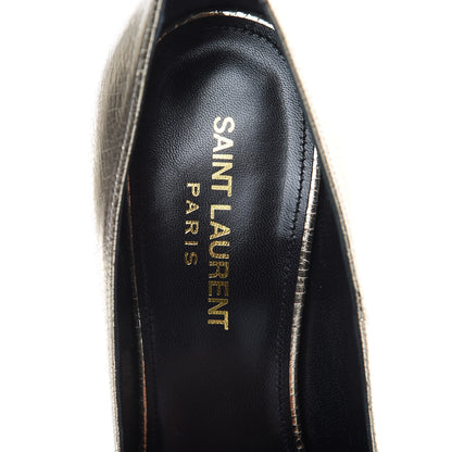 Saint Laurent Metallic Supercrack Goatskin Anja 105 Pumps 38.5 Platino 7 of 9