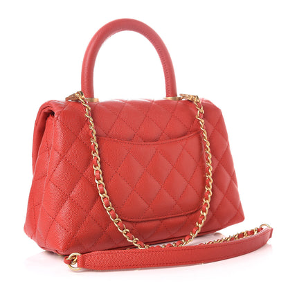 Chanel Caviar Quilted Mini Coco Handle Flap Red 3 of 10
