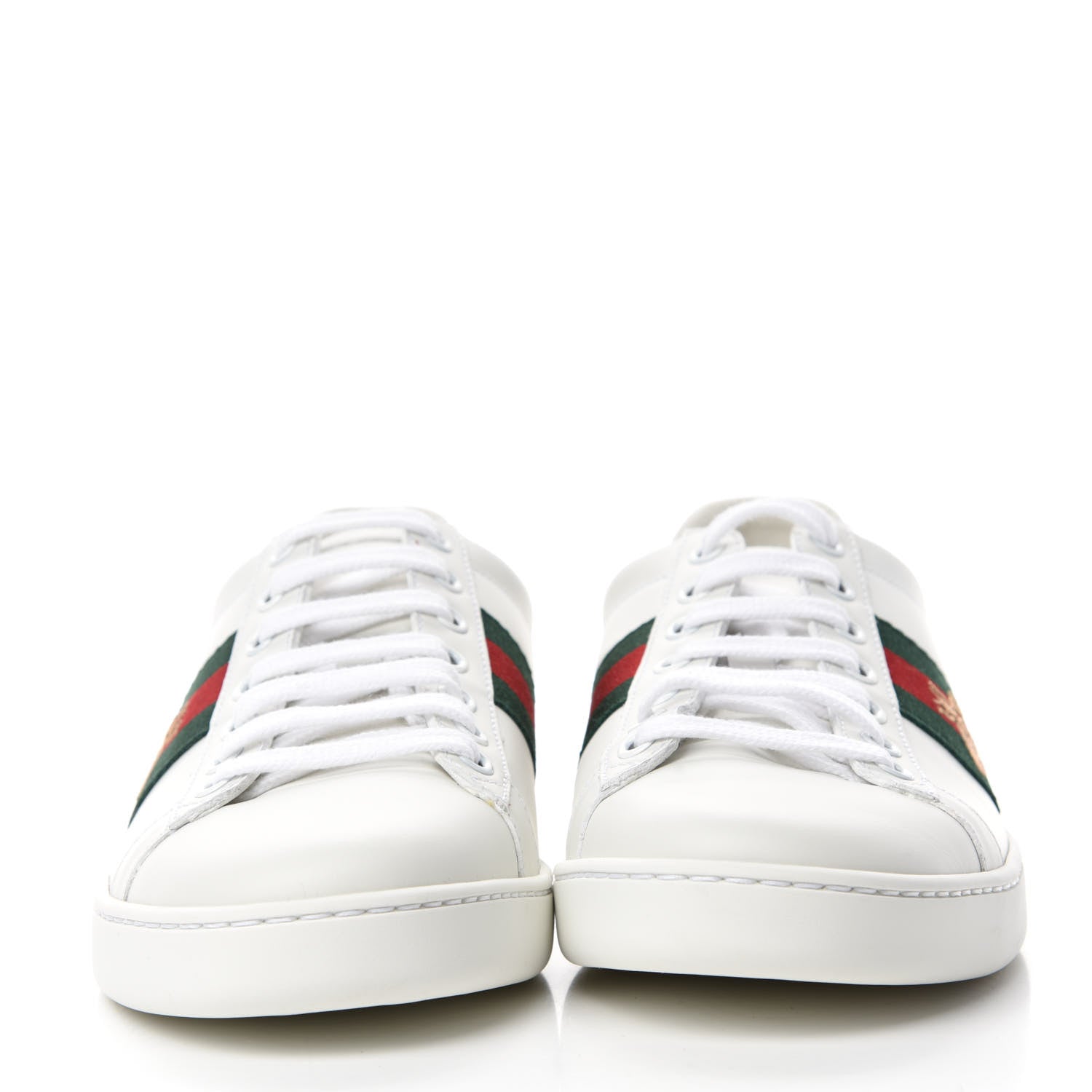 Gucci Calfskin Ayers Bee Embroidered Womens Ace Sneakers 38 White Green 2 of 9