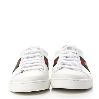 Gucci Calfskin Ayers Bee Embroidered Womens Ace Sneakers 38 White Green 2 of 9