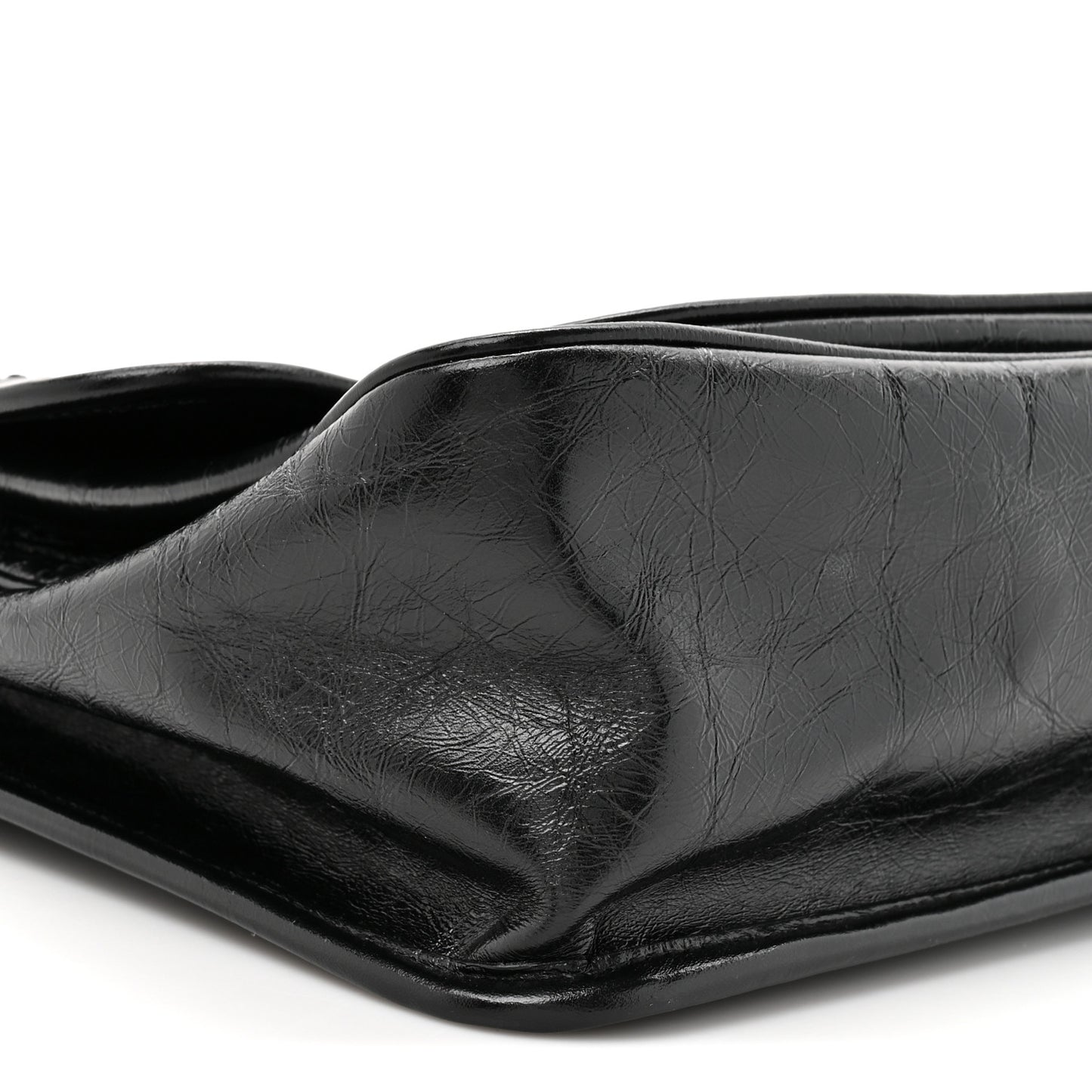 Crinkled Calfskin Matelasse Monogram Medium Niki Chain Satchel Black