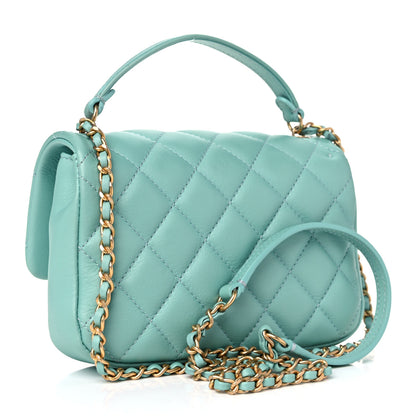 Chanel Calfskin Quilted Top Handle Flap Light Blue 2 of 10