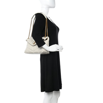 Saint Laurent Lambskin Quilted Small Loulou Puffer Monogram Chain Satchel Crema Soft 2 of 11