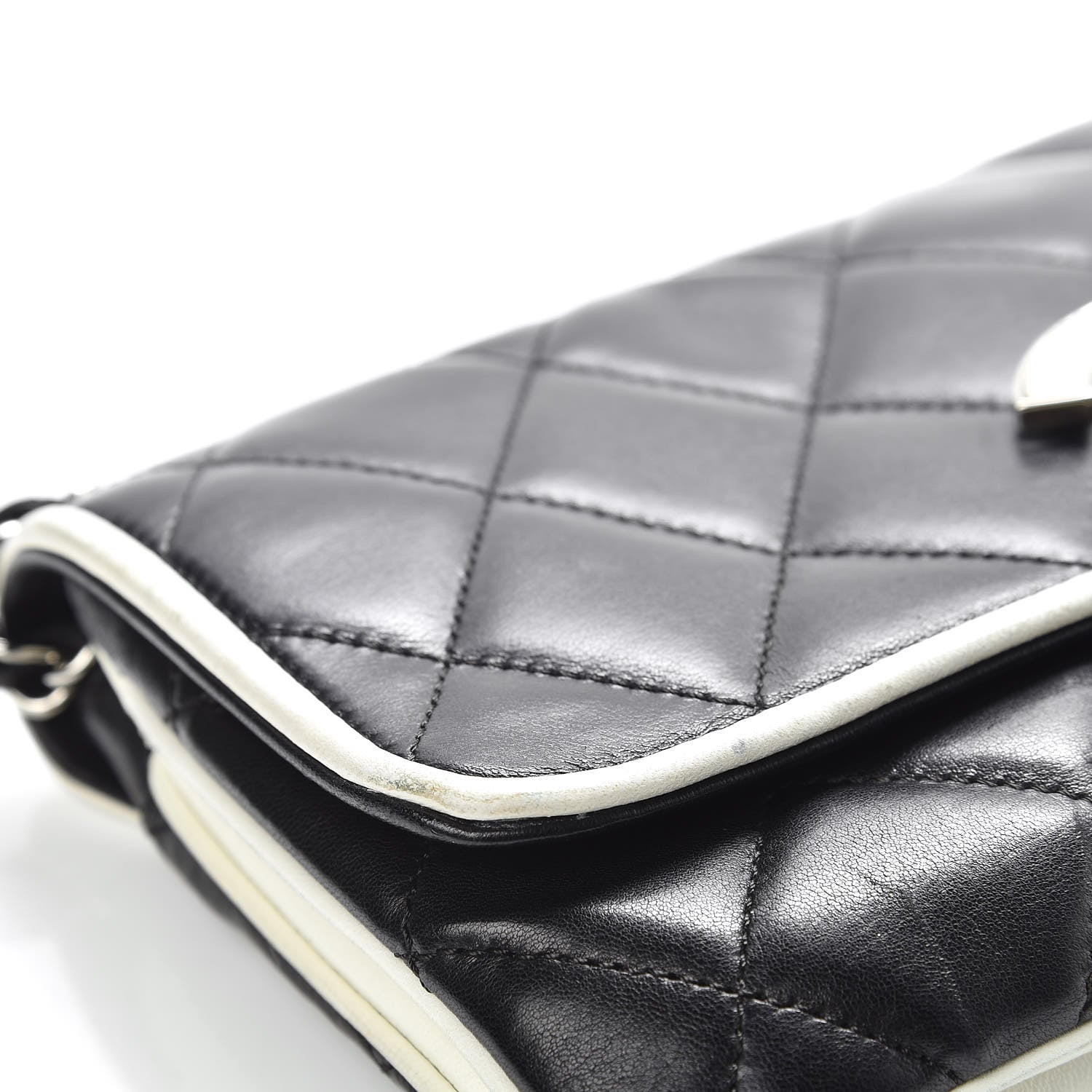Chanel Lambskin Quilted Flap Black White 8 of 18