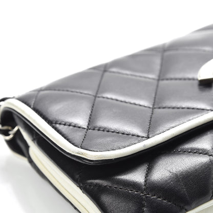 Chanel Lambskin Quilted Flap Black White 8 of 18
