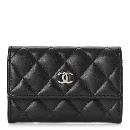 Chanel Lambskin Quilted Flap Card Holder Wallet Black 1 of 11