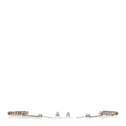 Chanel Baguette Crystal CC Drop Earrings Silver 3 of 4