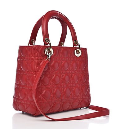 Christian Dior Lambskin Cannage Medium Lady Dior Red 3 of 10