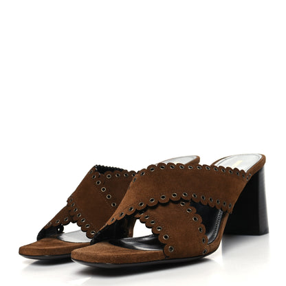 Saint Laurent Suede Eyelet LouLou 70 Mules 41 Land 3 of 9