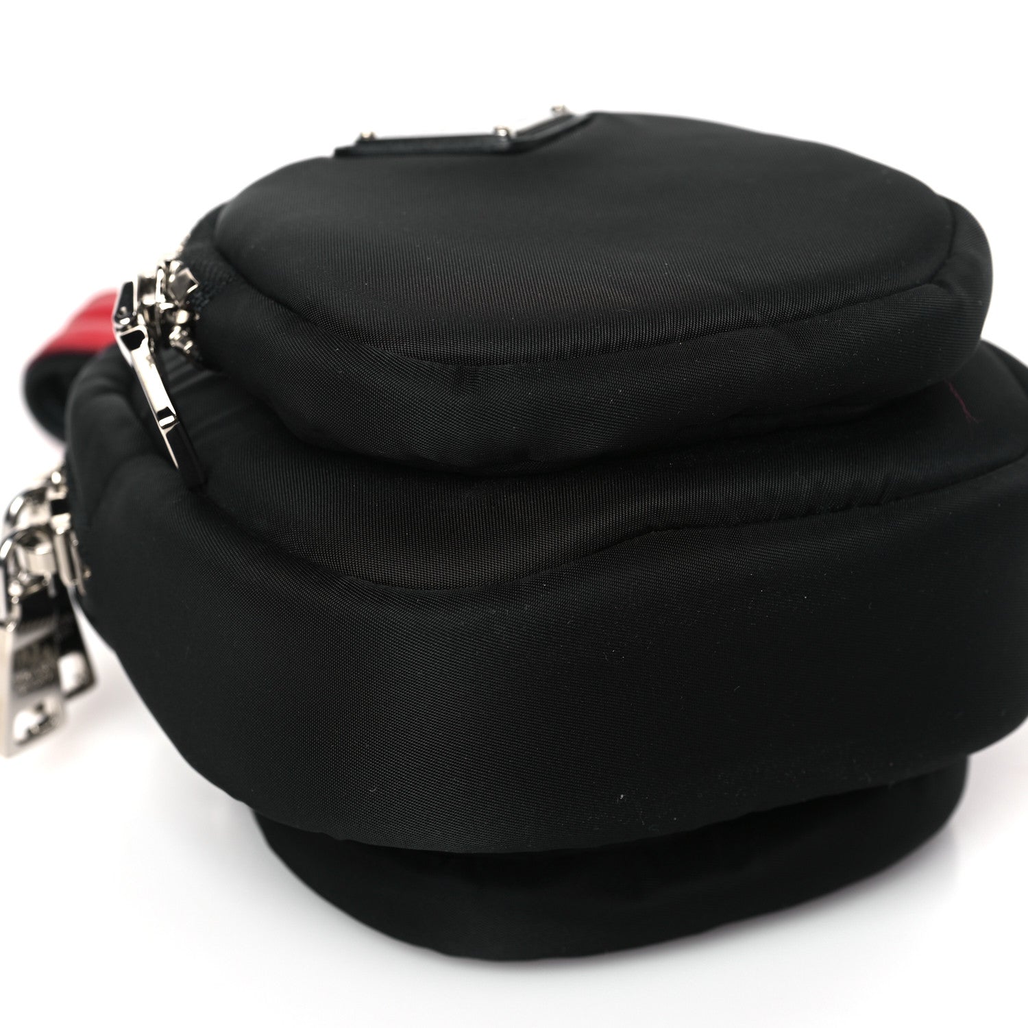 Prada Tessuto Nylon Pocket Small Wristlet Pouch Black Fuoco 7 of 8
