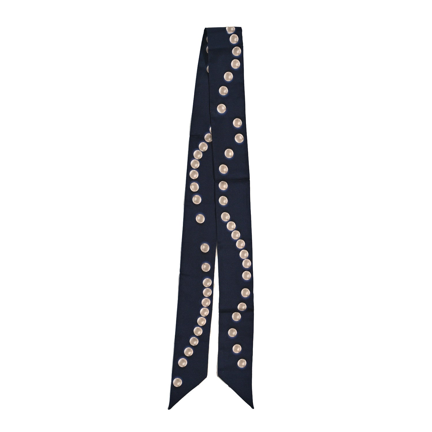 Chanel Silk Pearl CC Slim Bandeau Scarf Dark Navy 2 of 4