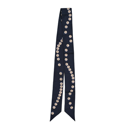 Chanel Silk Pearl CC Slim Bandeau Scarf Dark Navy 2 of 4