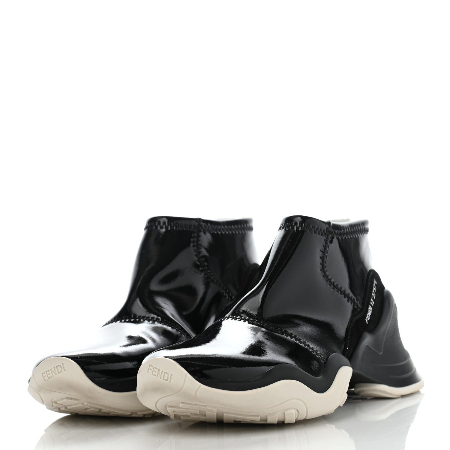 Fendi Vernice High-Tech Womens FFluid Zip Up Sneakers 38.5 Black White 3 of 13