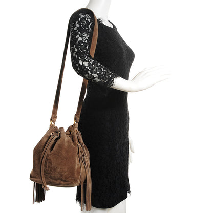 Chanel Suede CC Drawstring Shoulder Bag Beige 2 of 7