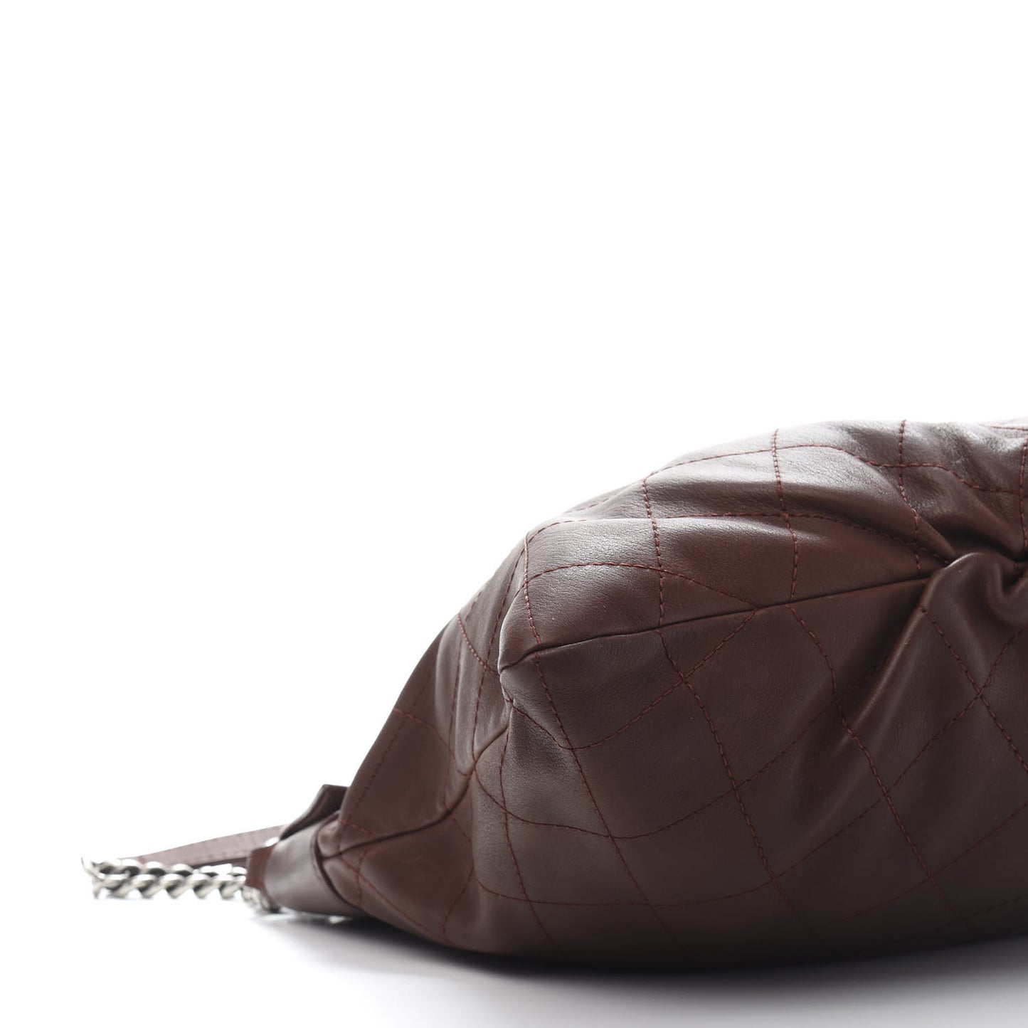 Calfskin Stitched Double Zip Hobo Brown
