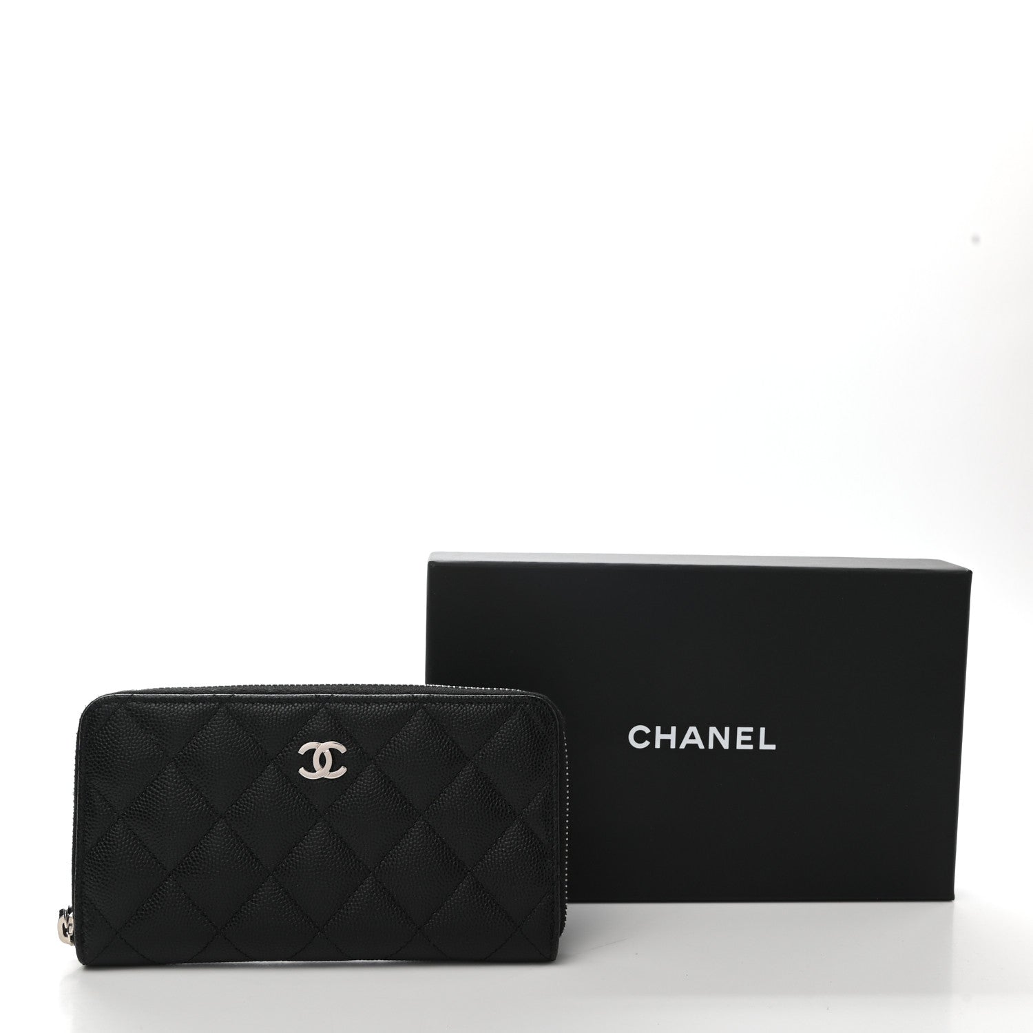 Chanel Caviar Quilted Medium Zip Around Wallet Black 9 of 9