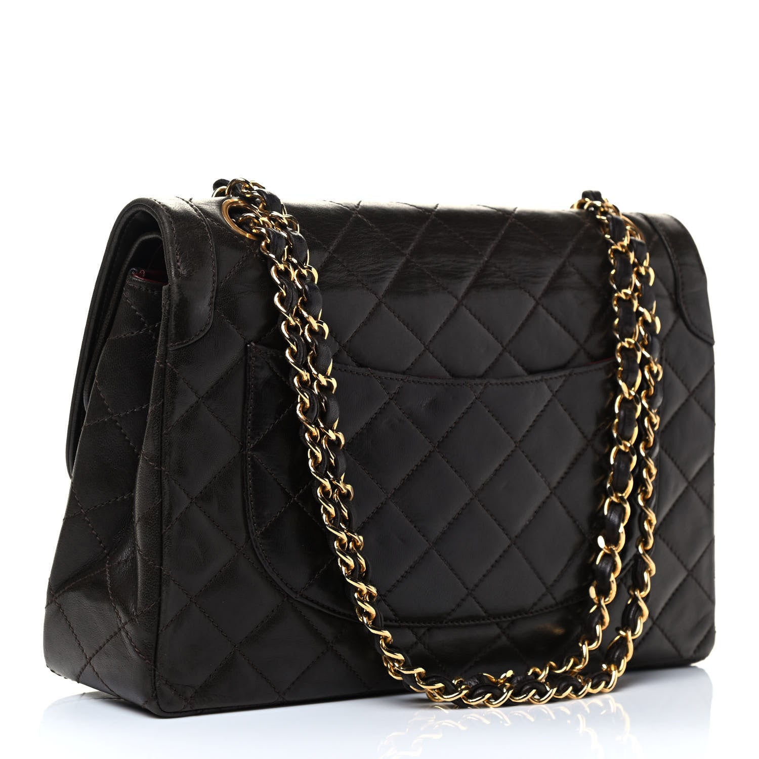 Chanel Lambskin Quilted Medium Double Flap Dark Brown 2 of 4