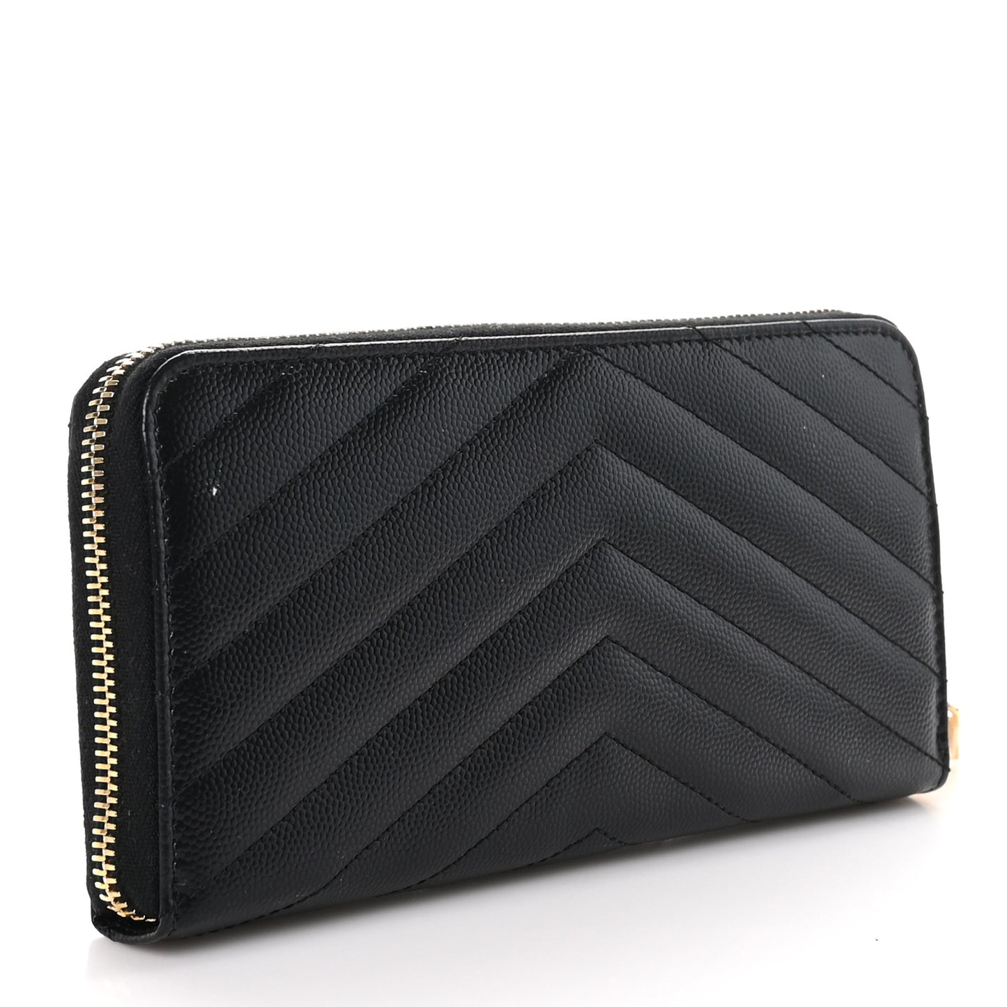 Grain De Poudre Matelasse Chevron Monogram Zip Around Wallet Black