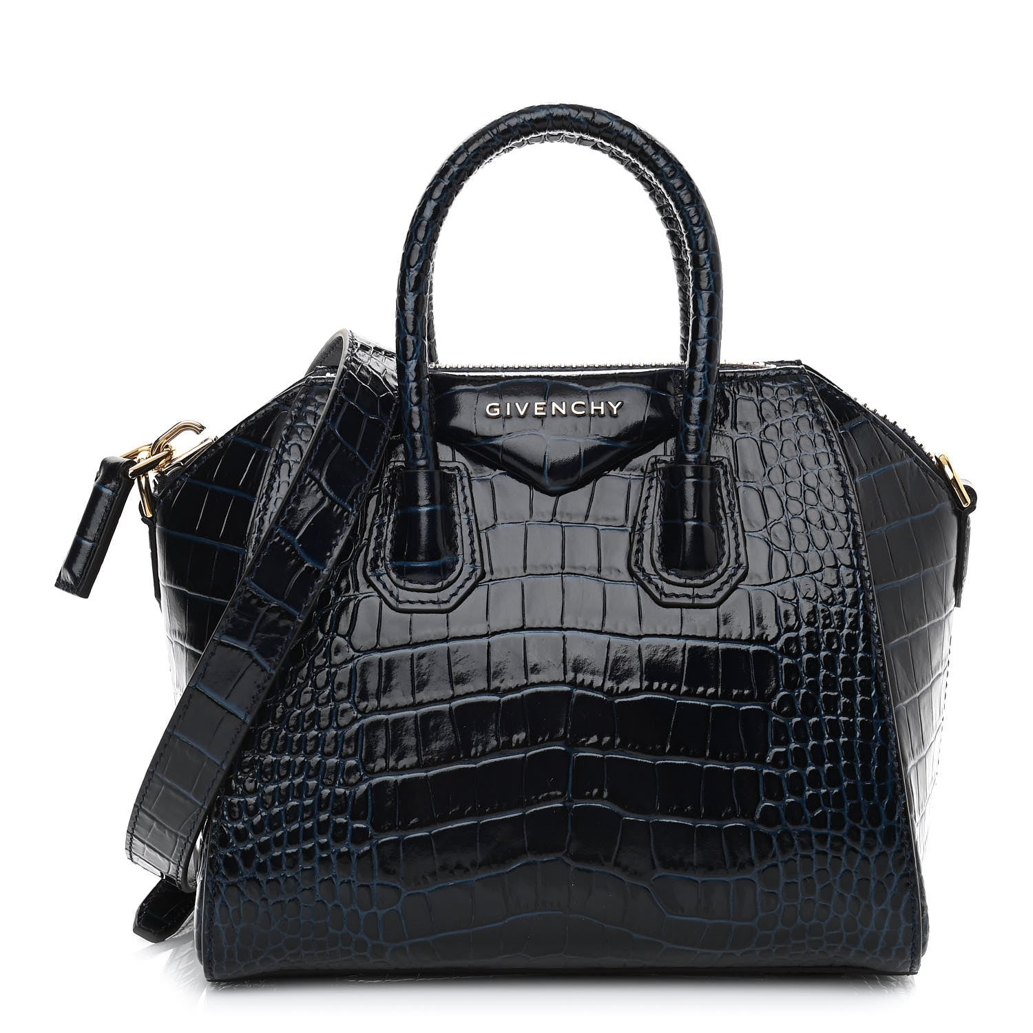 Givenchy Calfskin Crocodile Embossed Mini Antigona Navy 1 of 10