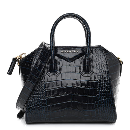 Givenchy Calfskin Crocodile Embossed Mini Antigona Navy 1 of 10