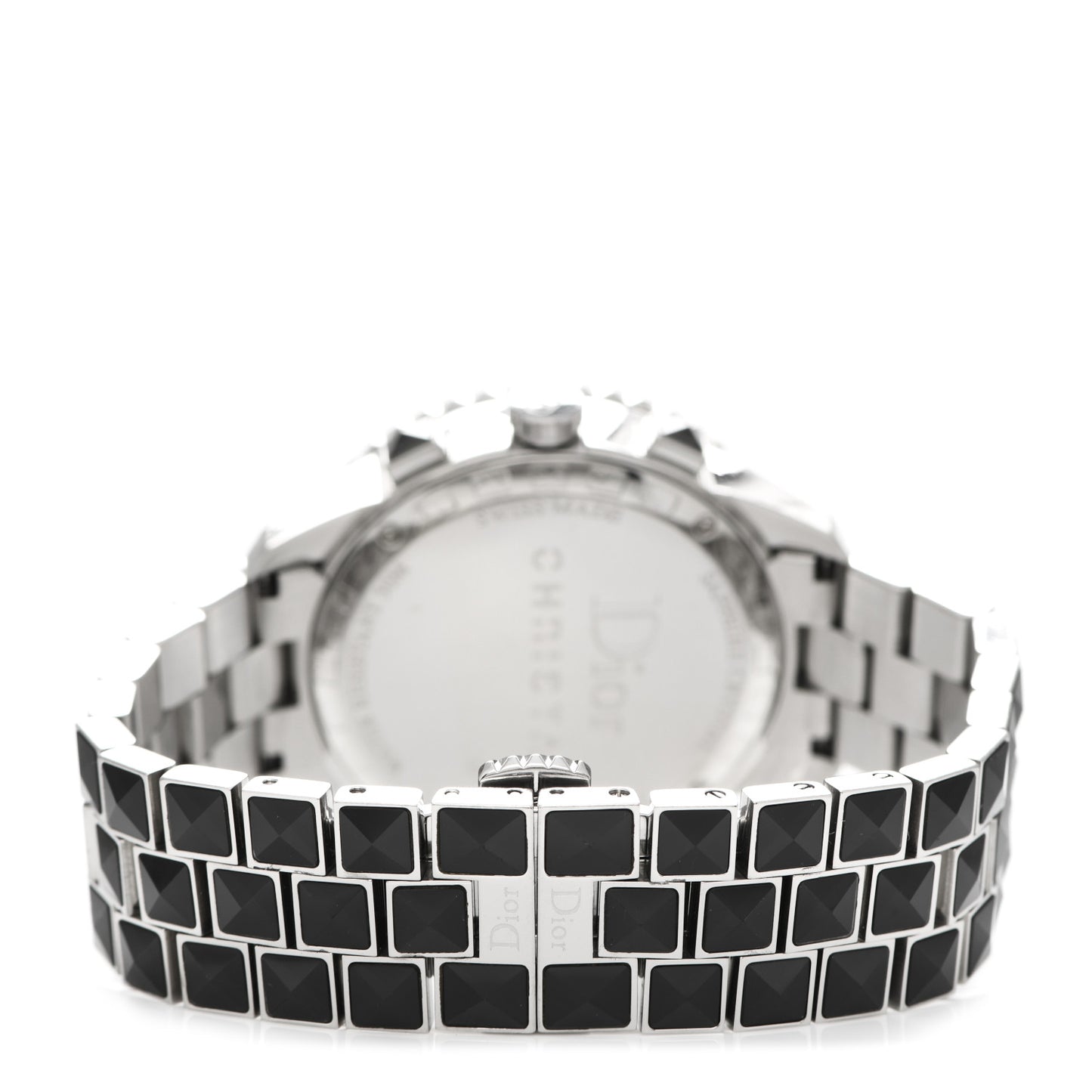 Stainless Steel Diamond Pave Bezel Sapphire 38mm Christal Chronograph Quartz Watch Black