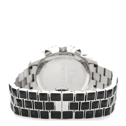 Christian Dior Stainless Steel Diamond Pave Bezel Sapphire 38mm Christal Chronograph Quartz Watch Black 3 of 5