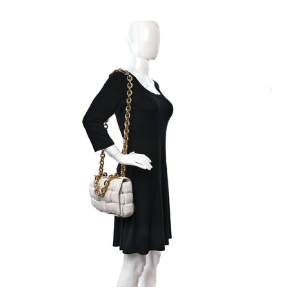 Bottega Veneta Lambskin Maxi Intreccio Padded Chain Cassette Crossbody Bag White 2 of 13