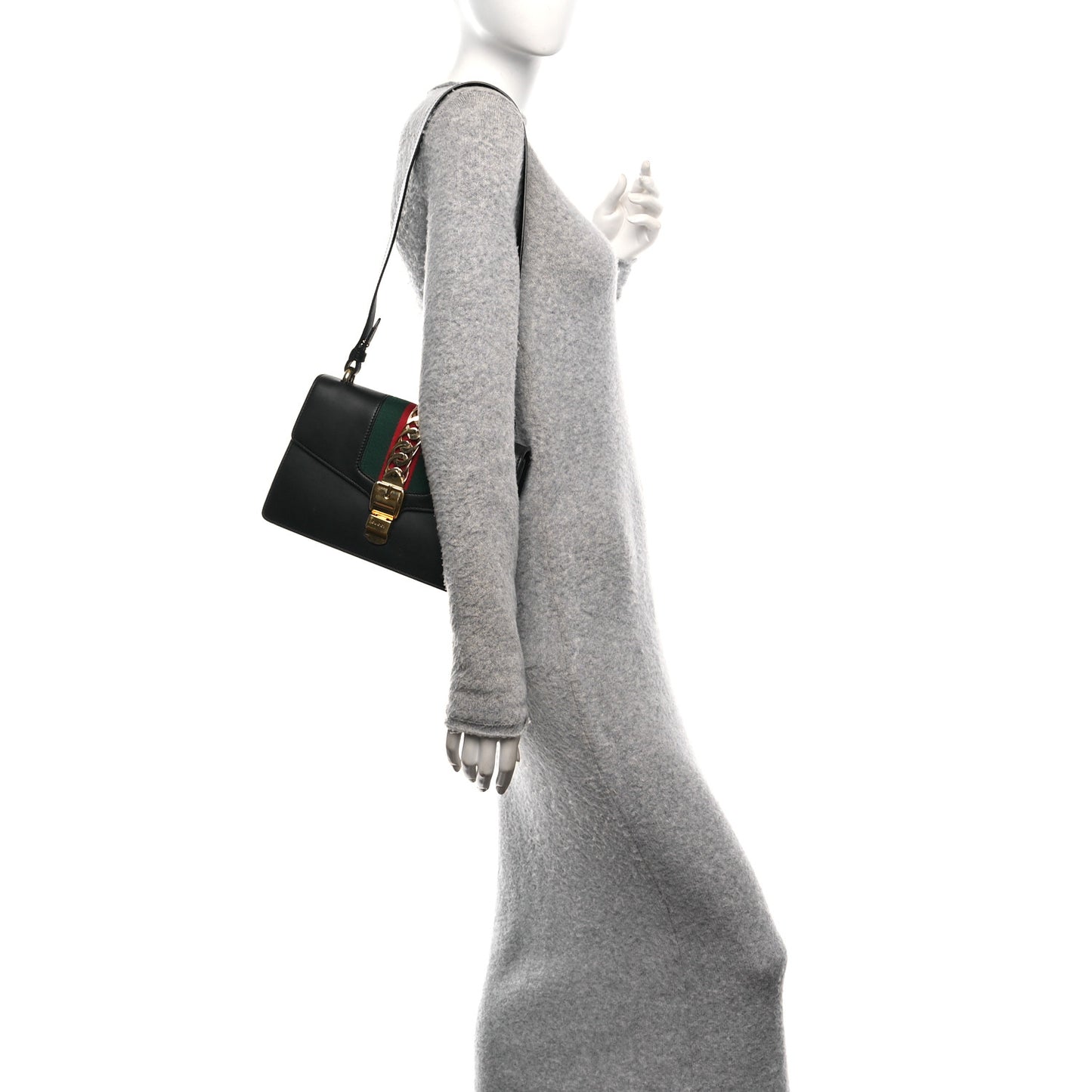 Calfskin Small Sylvie Shoulder Bag Black