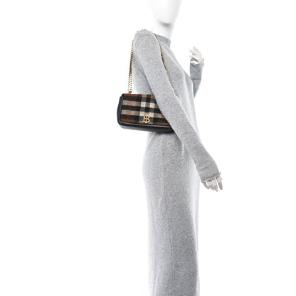 Burberry Check Cashmere Small Lola Bag Black 2 of 10
