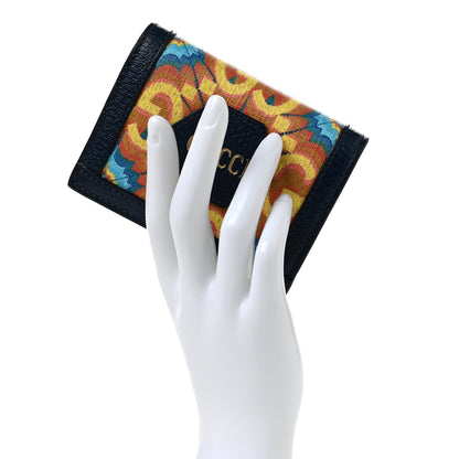 Gucci GG Supreme Kaleidoscope Calfskin Script Logo Gucci 100 Card Case Wallet Blue Orange Multicolor Blue Agata 2 of 7