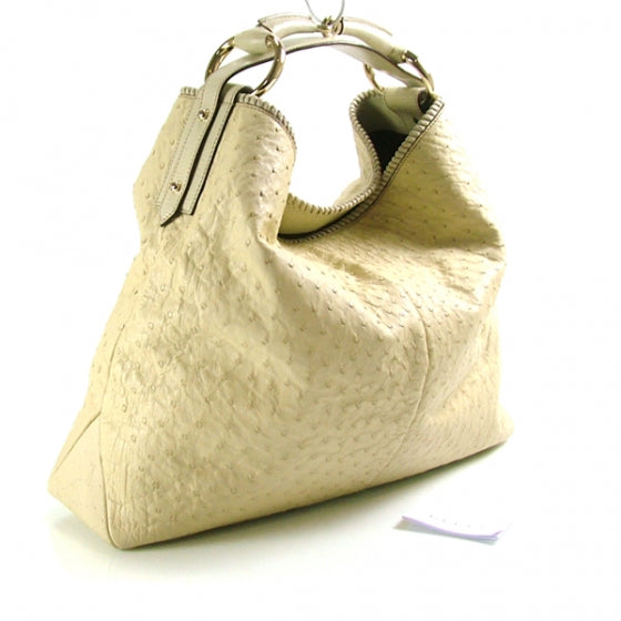 Gucci Ostrich Large Horsebit Chain Ivory 3 of 10